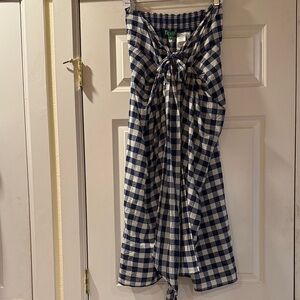 J.Crew Draped Beach Sarong in Gingham “Dark Evening” NWT Size M